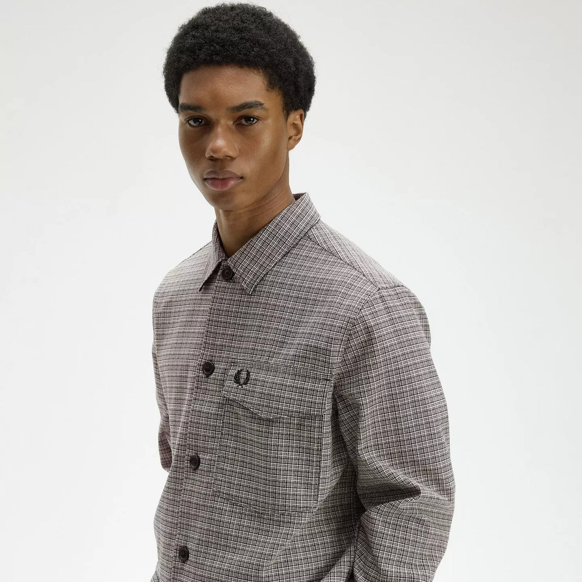 Fred Perry Textured Overshirt Off Tone Black