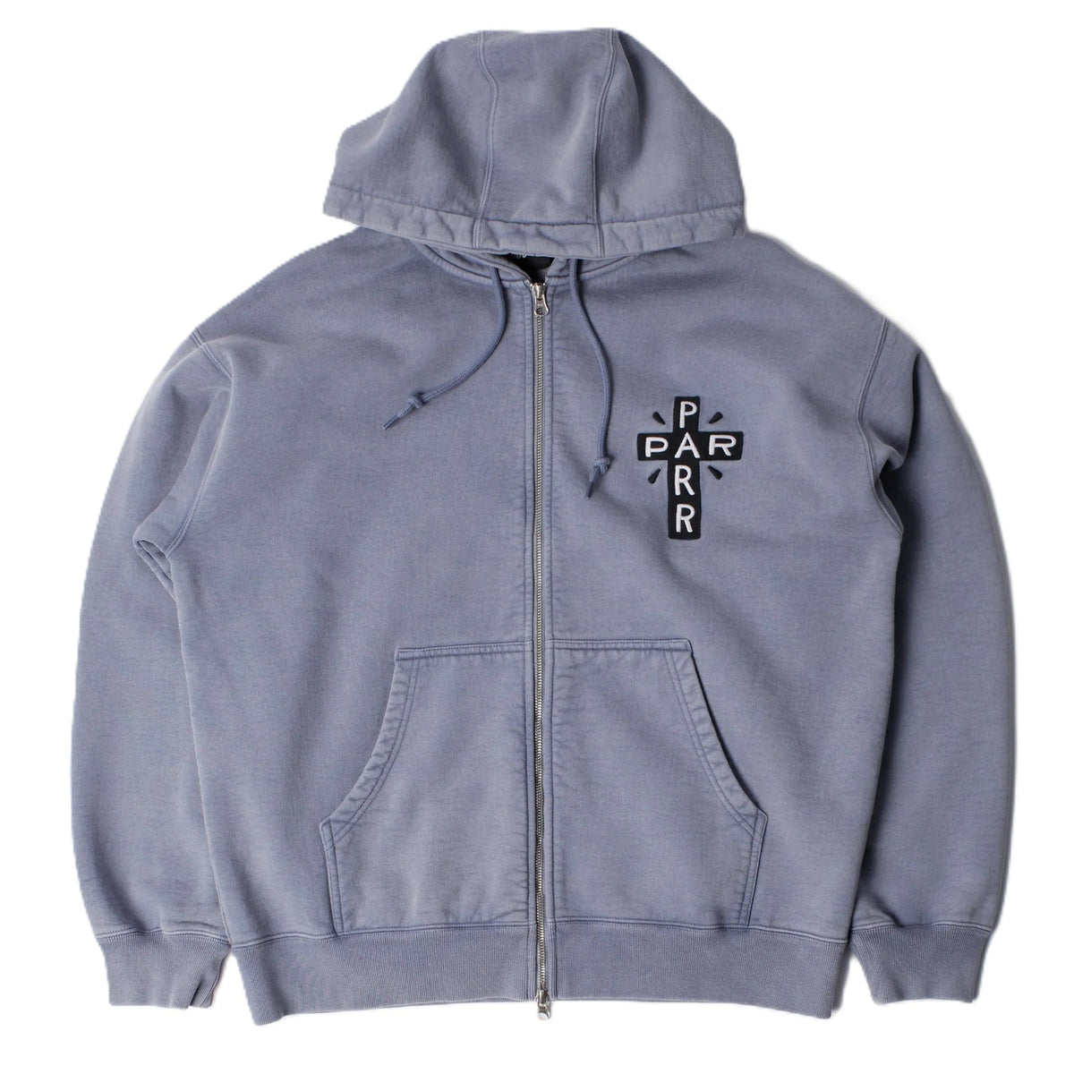 By Parra A Cross To Bear Zip Hooded Sweatshirt Blue
