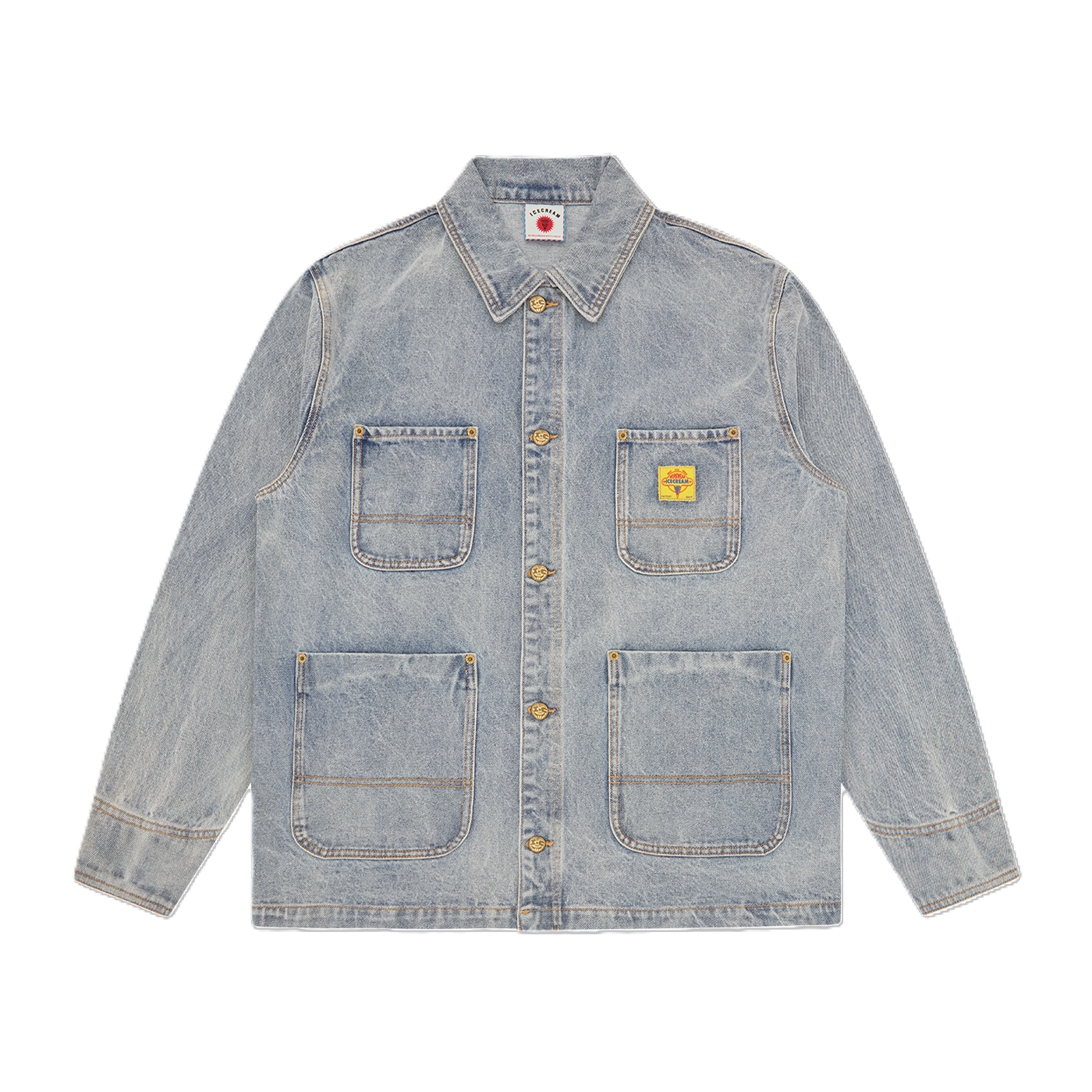 ICECREAM Cones & Bone Denim Chore Jacket Light Wash Blue