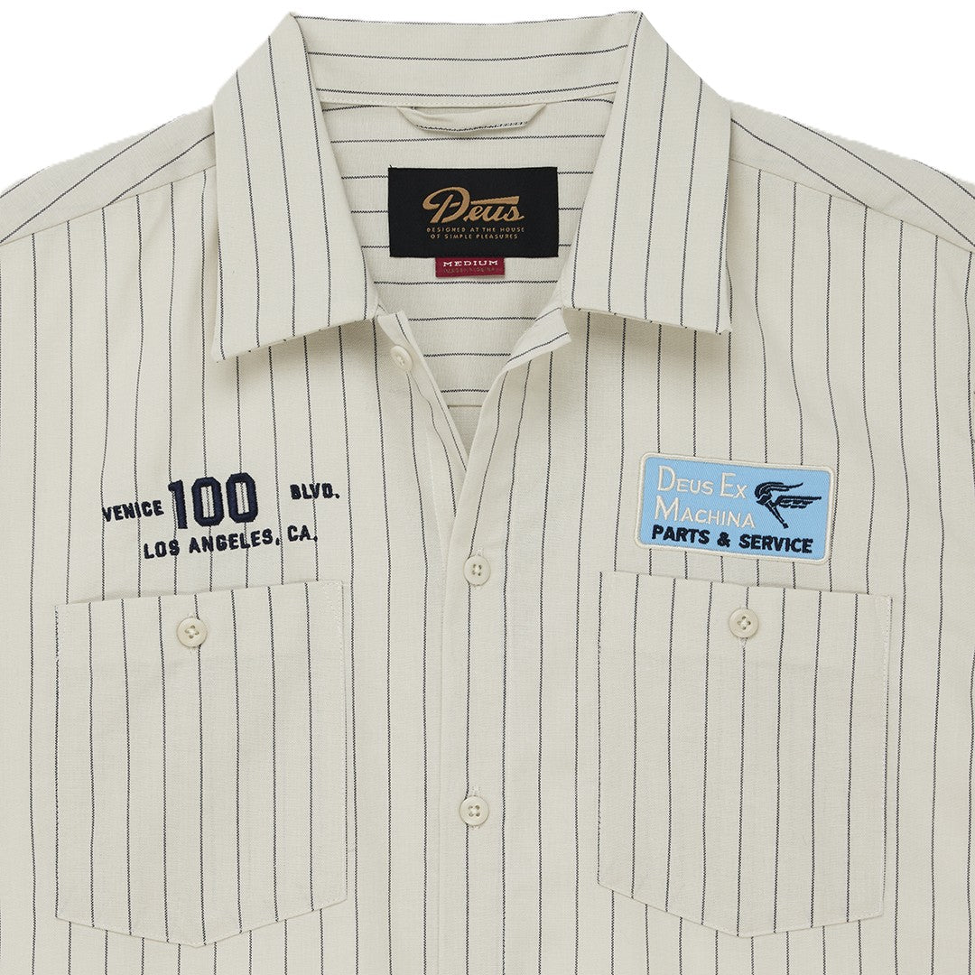 Deus Forecourt Stripe Shirt Dirty White