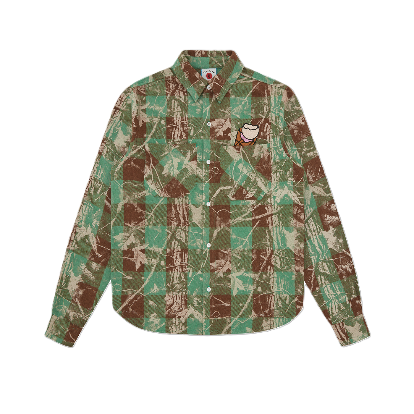 ICECREAM Tree Camo LS Check Shirt