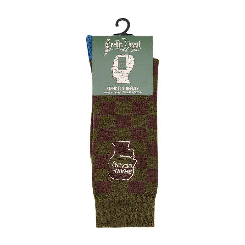 Brain Dead Logohead Dress Socks Checkered