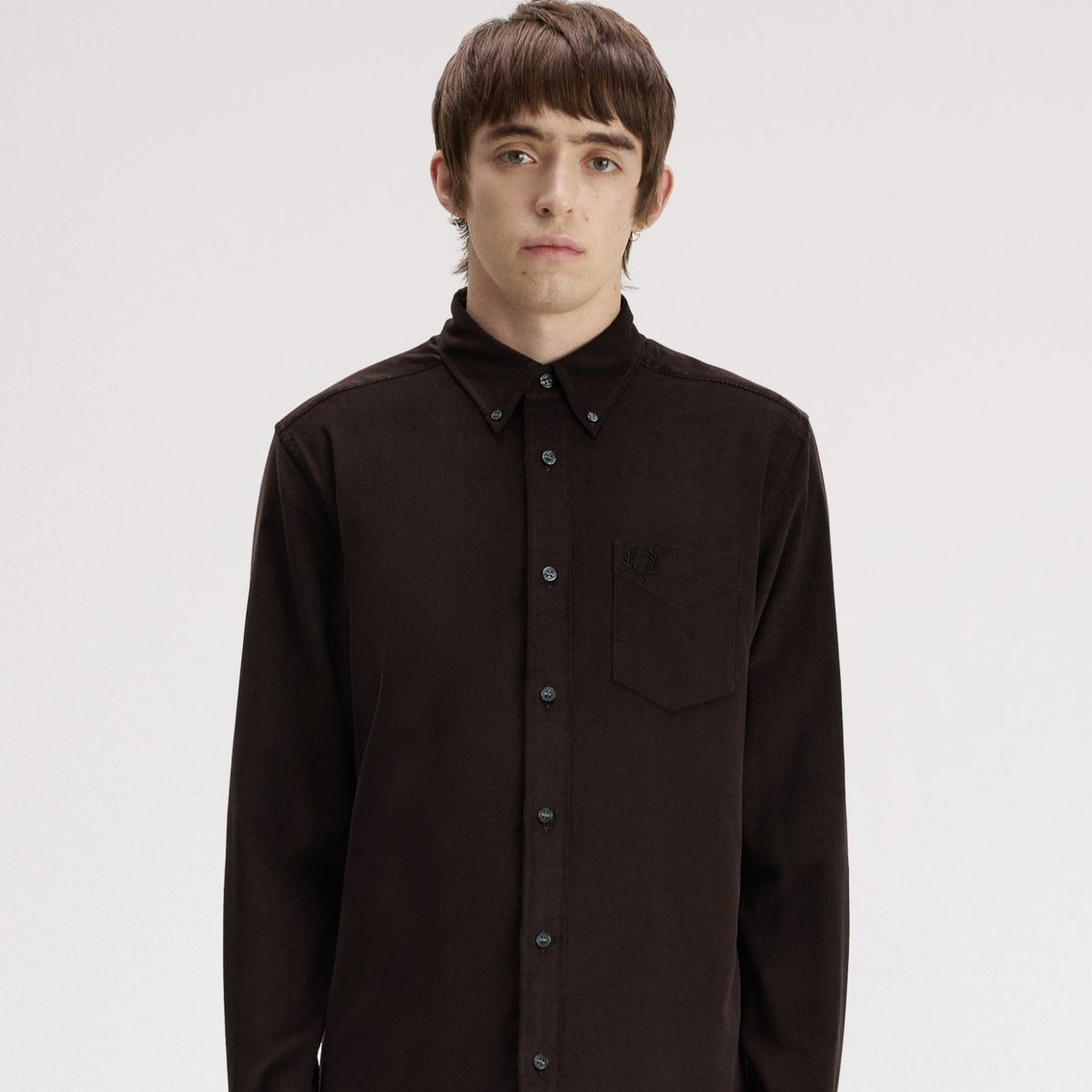 Fred Perry Needle Cord Shirt Rich Brown