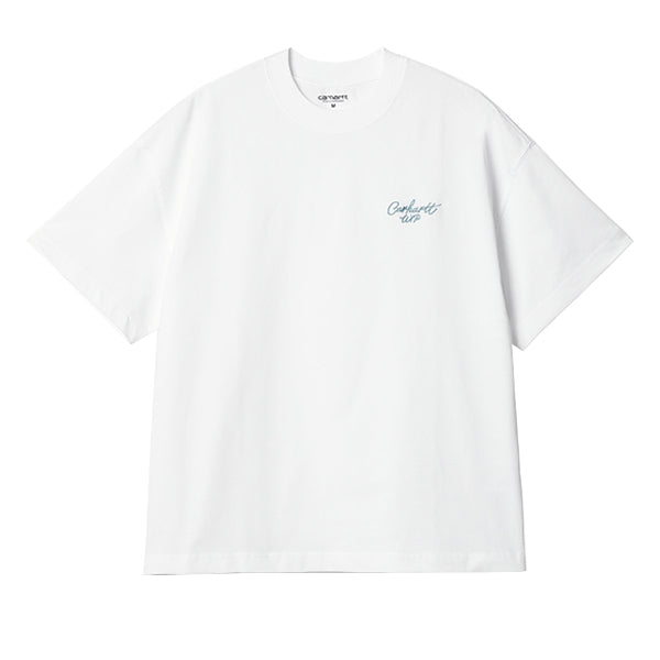 Carhartt WIP SS Signature Script T Shirt White Dusty Ice
