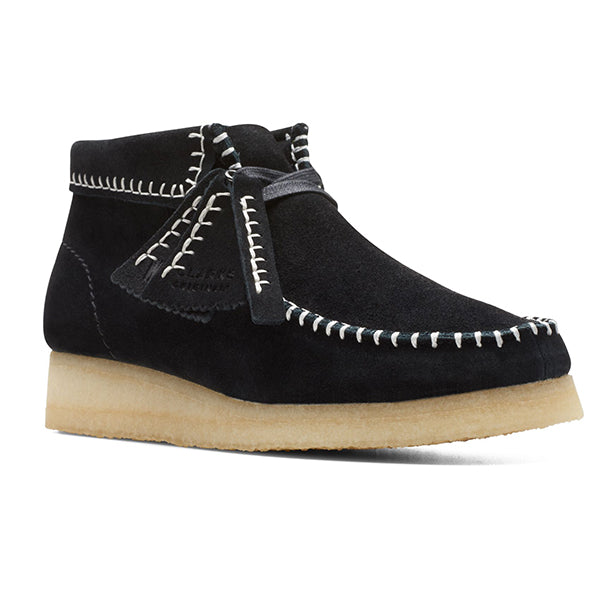 Clarks Wallabee Boot Stitch Black Suede