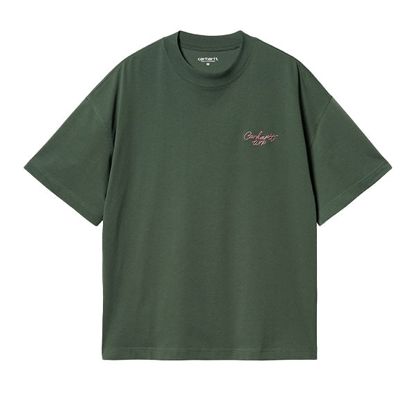 Carhartt WIP SS Signature Script T Shirt Sycamore Tree Dusty Rose