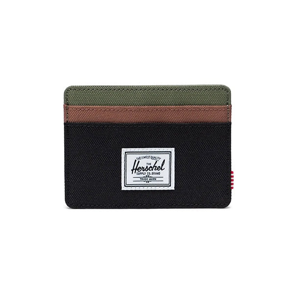 Herschel Charlie Cardholder Black Four Leaf Clover Saddle Brown OS