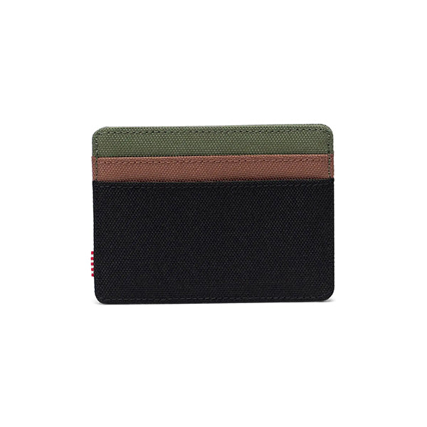 Herschel Charlie Cardholder Black Four Leaf Clover Saddle Brown OS