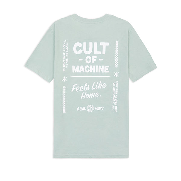 Caffeine and Machine Cult Of Machine Tee Green White