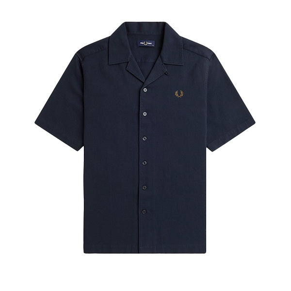 Fred Perry Piqué Texture Revere Collar Shirt Navy