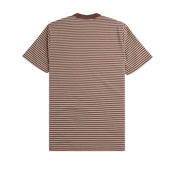 Fred Perry Fine Stripe Heavy Weight Tee Brick Warm Grey