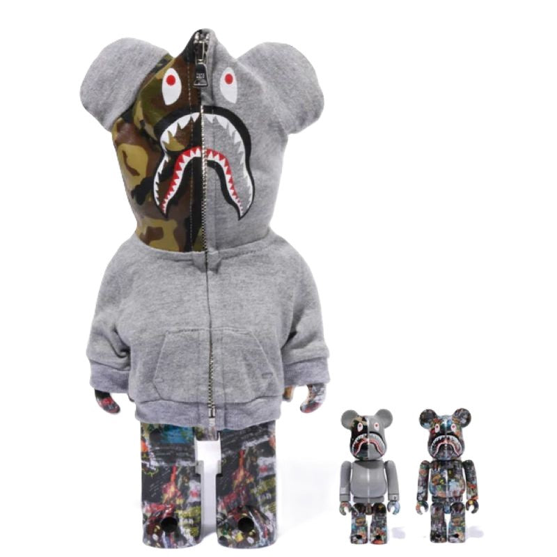 Medicom Toy 400% & 100% Bearbrick 3 pcs set - Bape Legacy Camo Shark