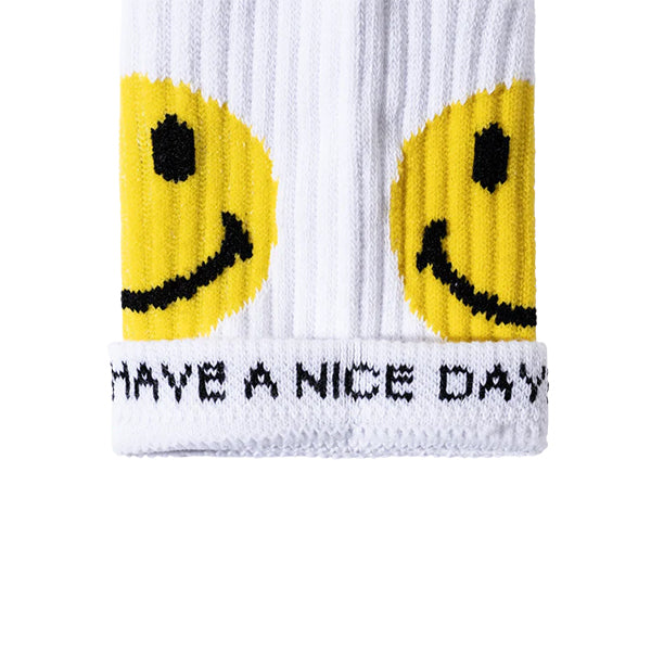 Market Smiley Upside Down Socks White