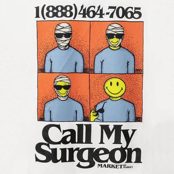 Market Smiley Call My Surgeon T shirt Off White