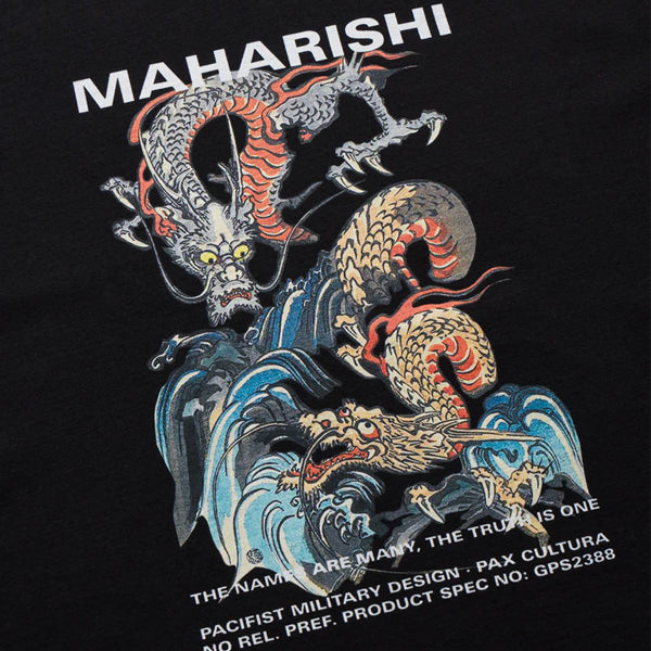 Maharishi Double Dragons Organic T shirt Black