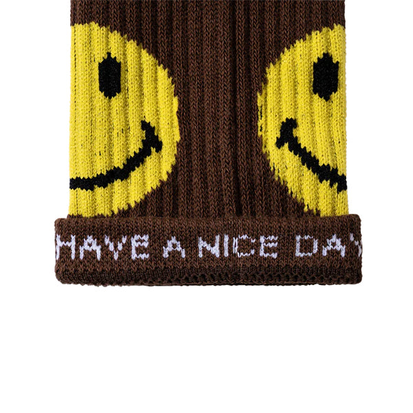 Market Smiley Upside Down Socks Brown