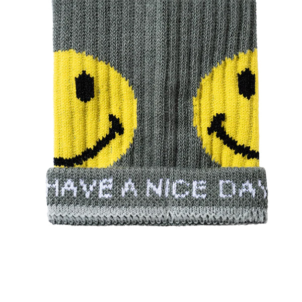 Market Smiley Upside Down Socks Sage