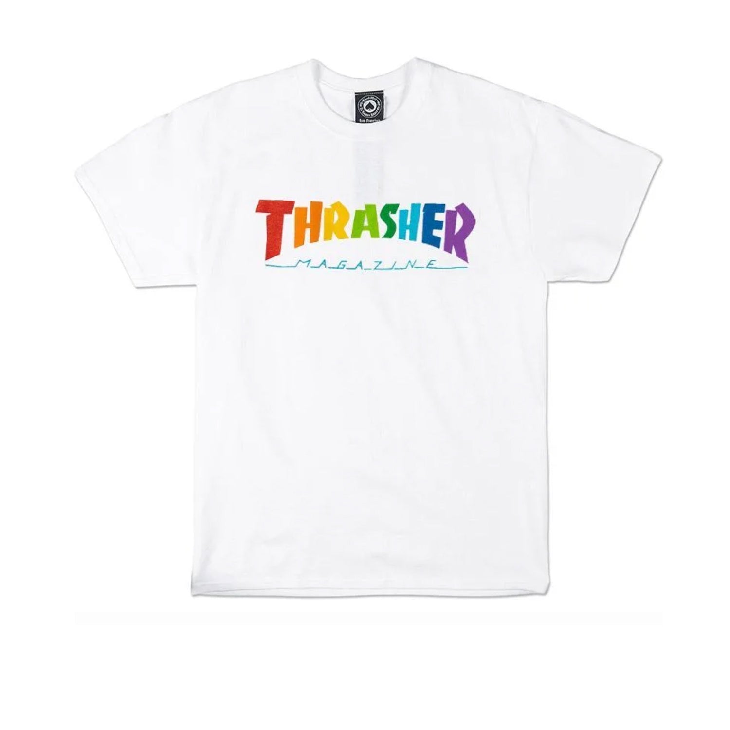 Thrasher T Shirt Rainbow Mag Logo White