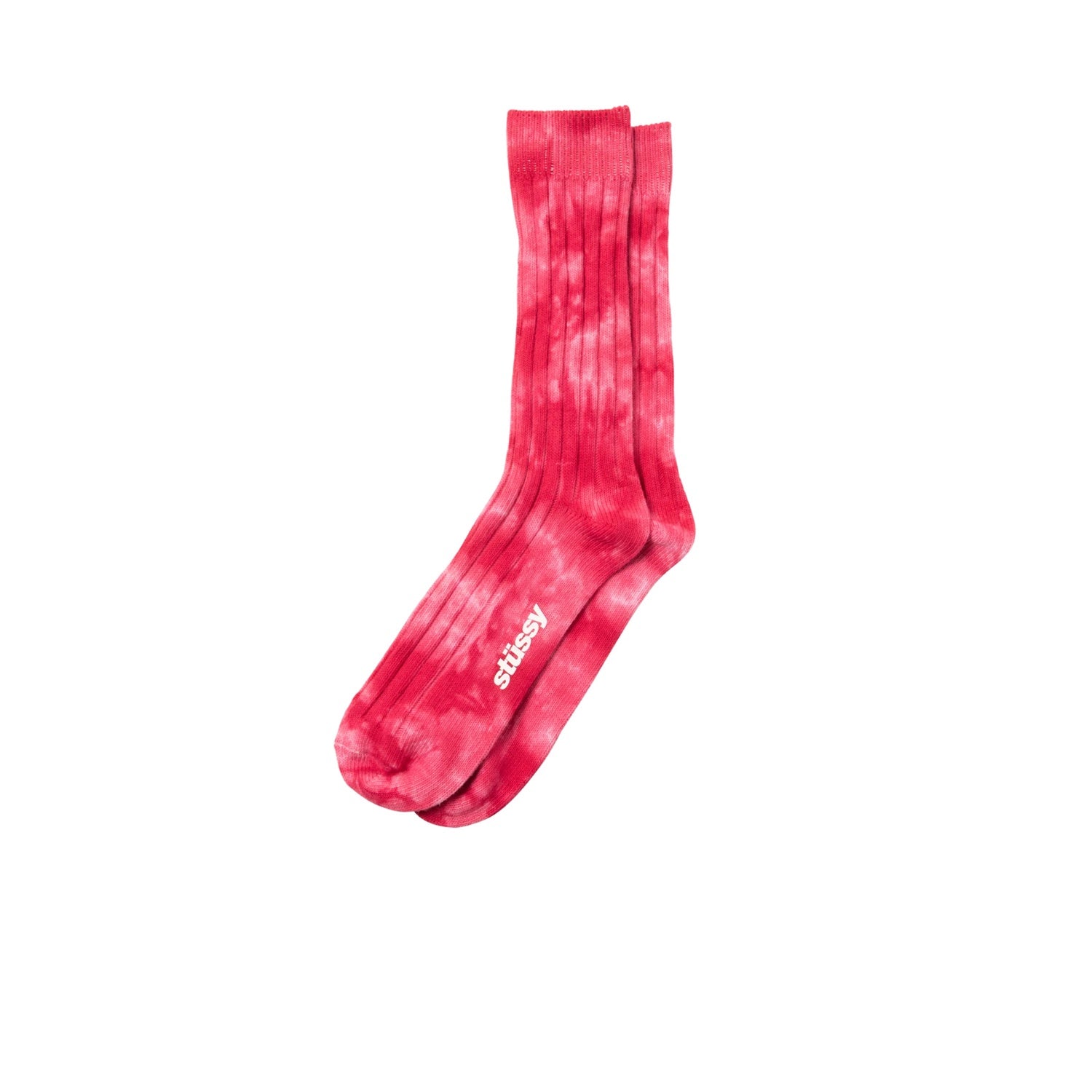 Stussy Dyed Ribbed Crew Socks Red