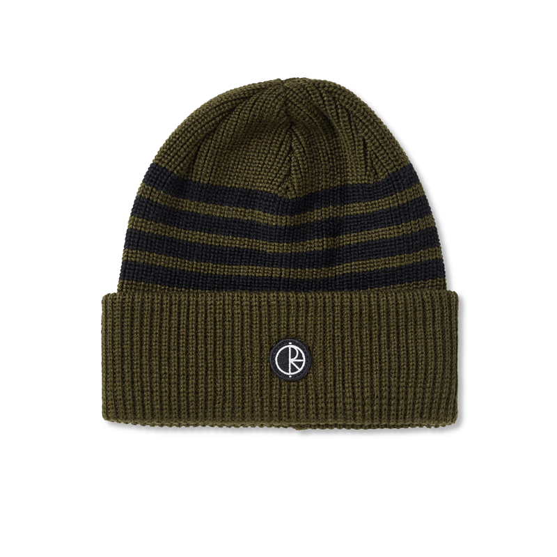 Polar Stripe Merino Beanie Army Green