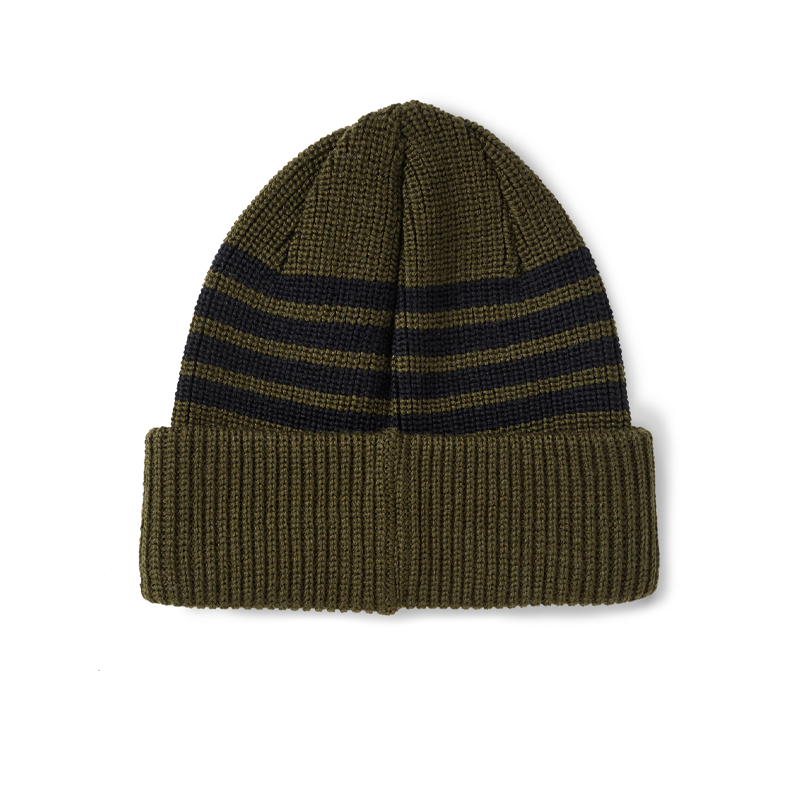 Polar Stripe Merino Beanie Army Green