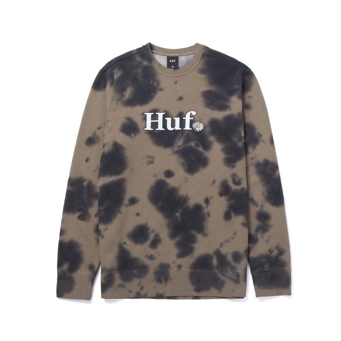 HUF In Bloom Tie Dye Crew Olive