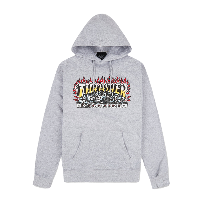 Thrasher Hoodie Krak Skulls Heather Grey