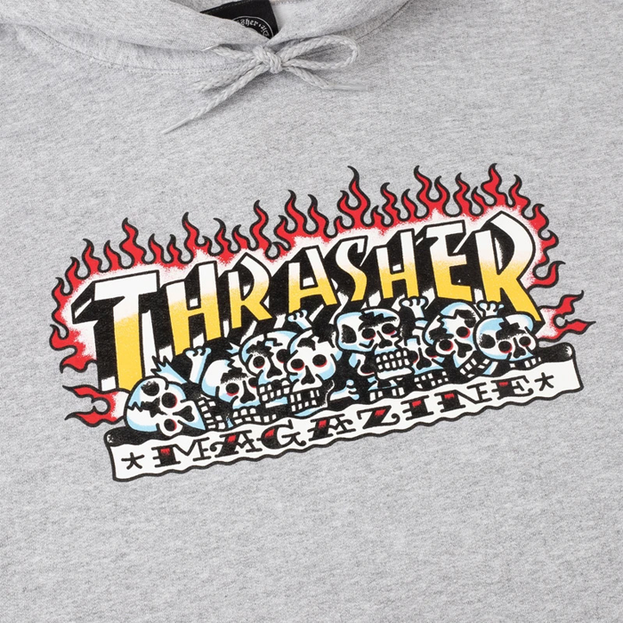 Thrasher Hoodie Krak Skulls Heather Grey