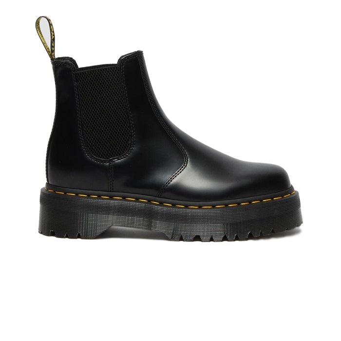 Dr. Martens 2976 Quad Platform Leather Chelsea Boots Black Polished Smooth