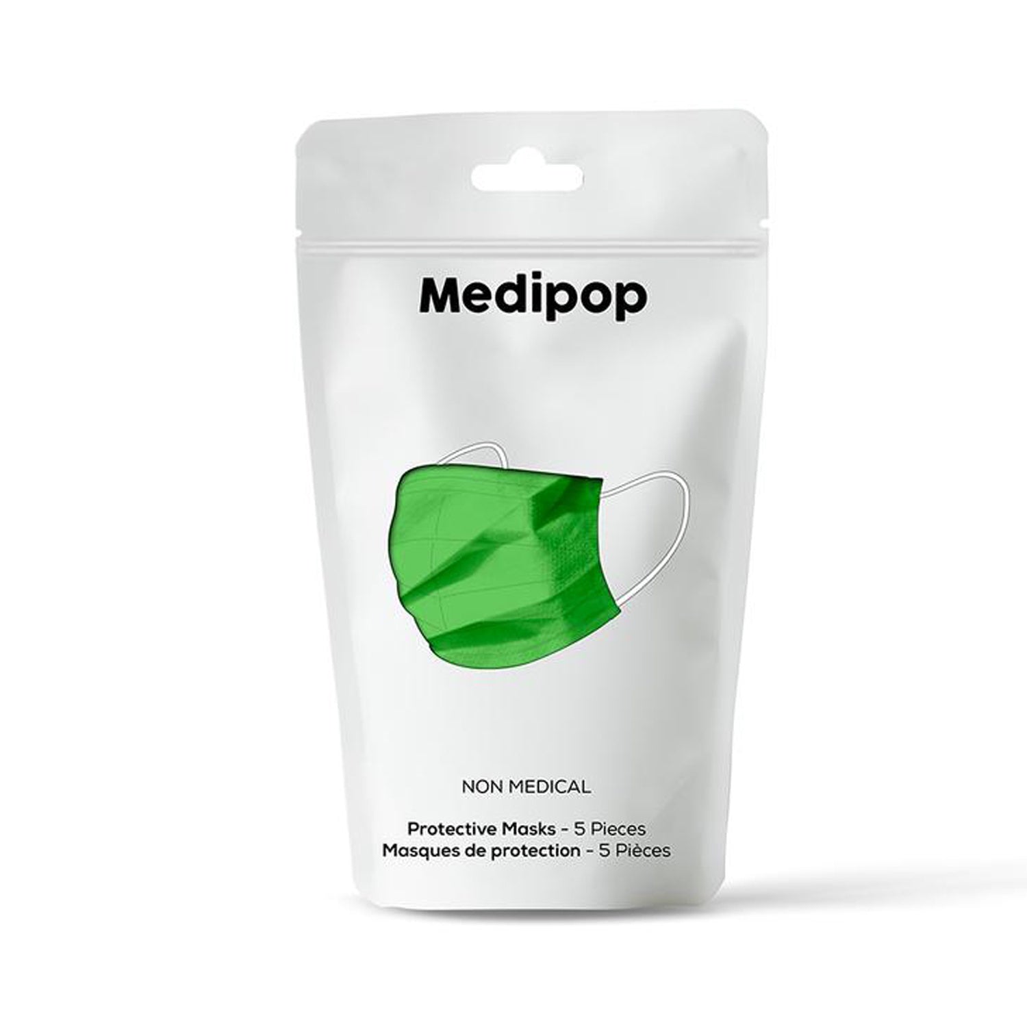Medipop Solid Face Masks 5 Pack Neon Green