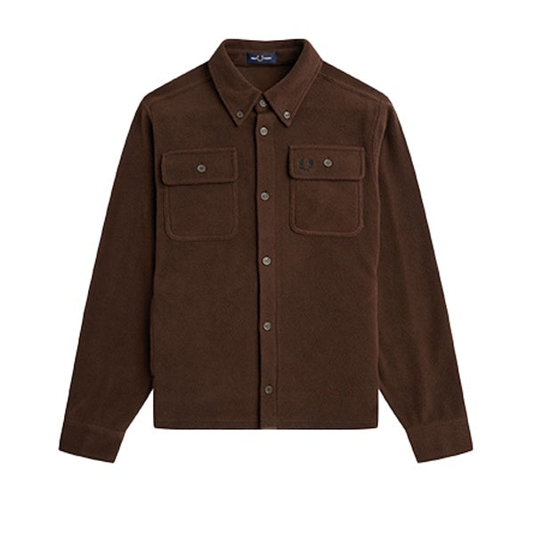 Fred Perry Fleece Overshirt Burnt Tobacco