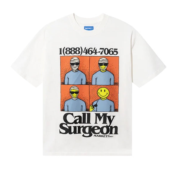 Market Smiley Call My Surgeon T shirt Off White