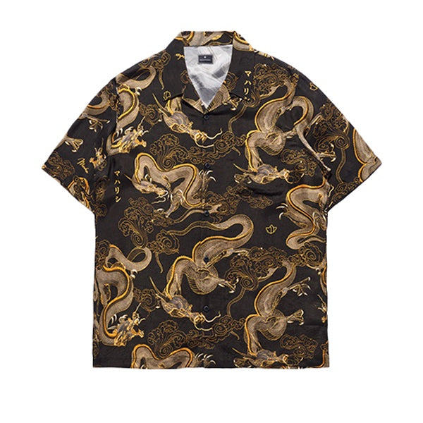 Maharishi Cloud Dragon Camp Collar Shirt Golden Black
