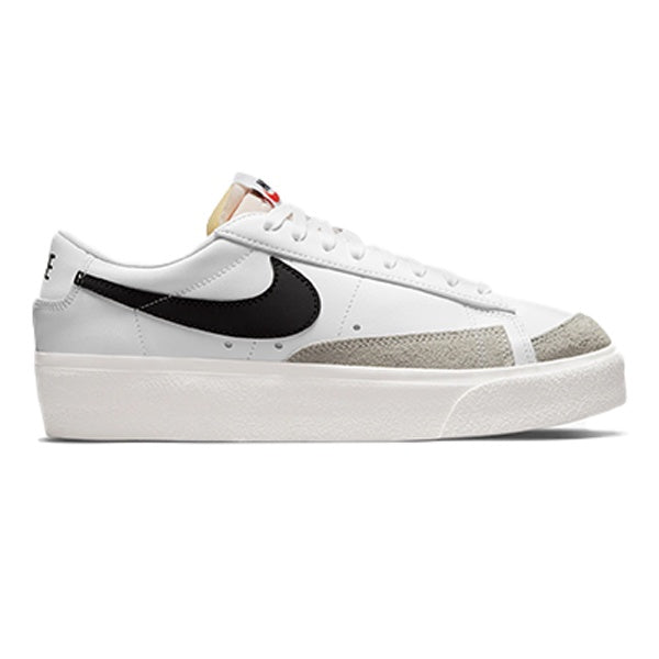 nike women's blazer low platform white black sail team orange