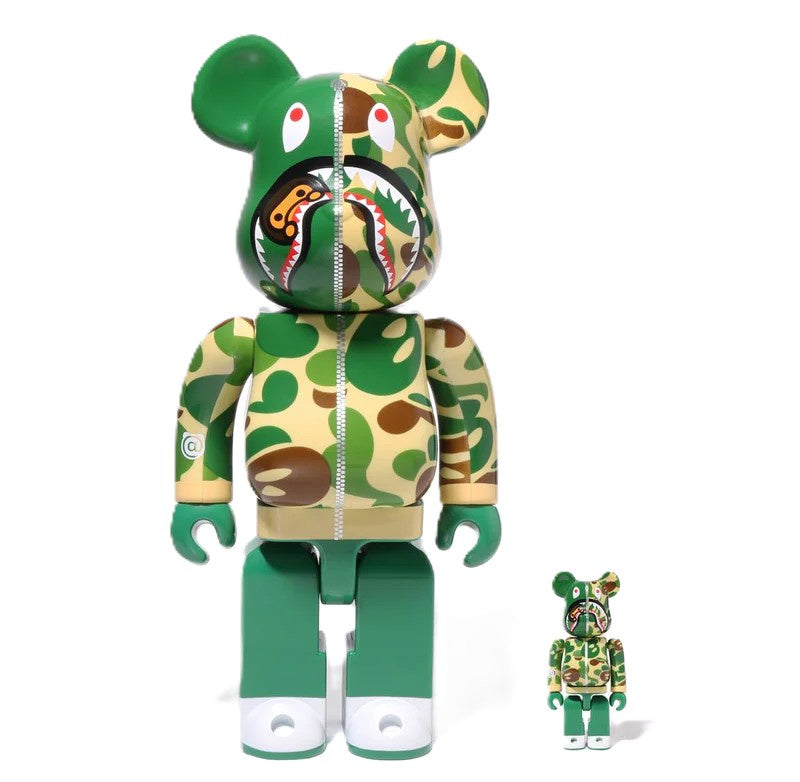 Medicom Toy 400% & 100% Bearbrick - Bape Baby Milo Camo Shark by A Bathing Ape