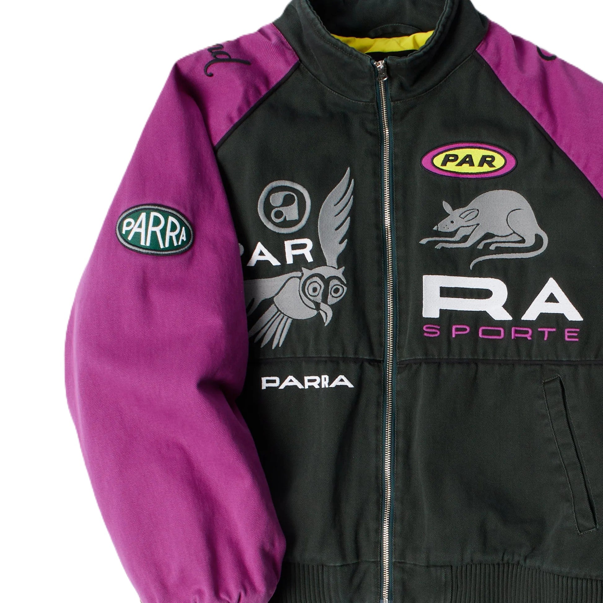 by Parra Owl meets rat racing jacket Purple pink