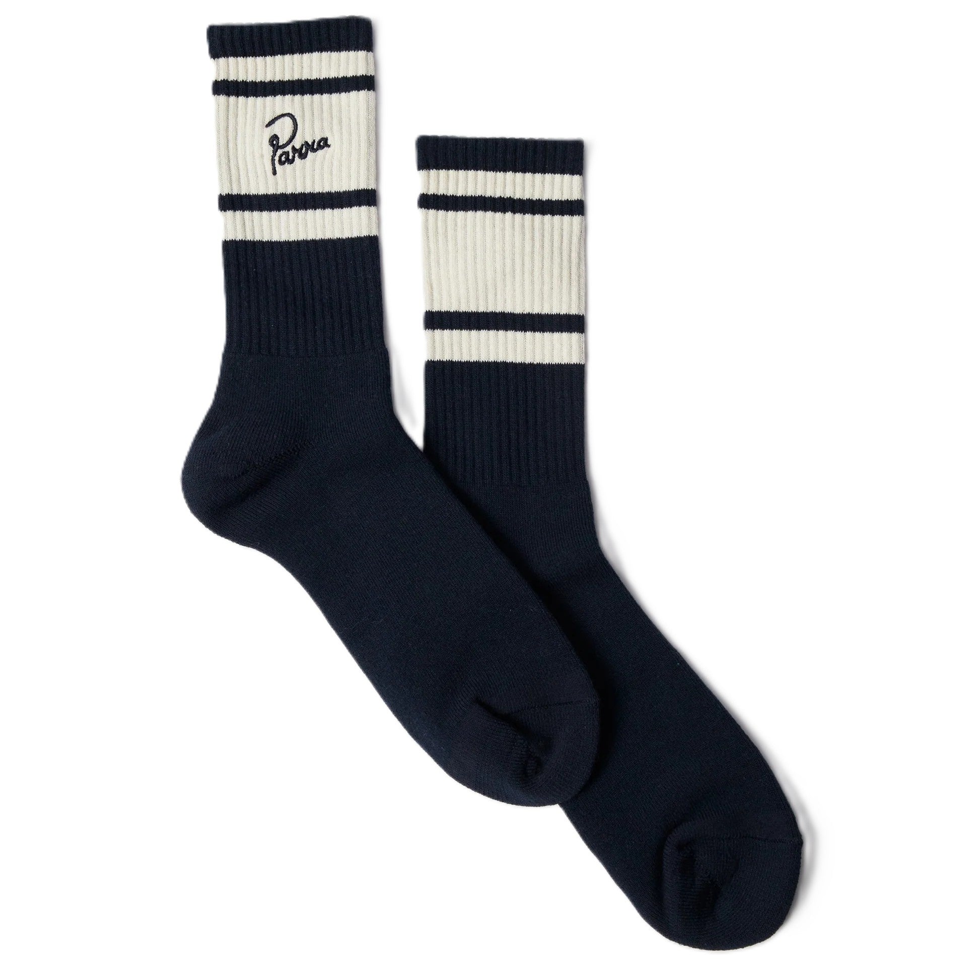 by Parra Signature striped crew socks Navy blue