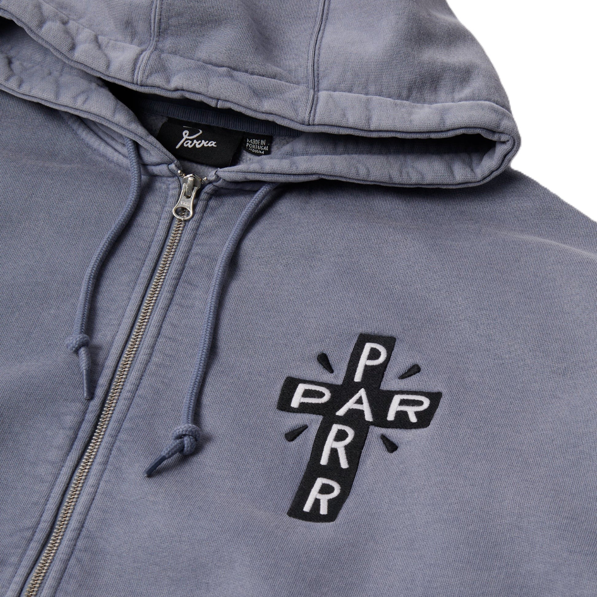 By Parra A Cross To Bear Zip Hooded Sweatshirt Blue