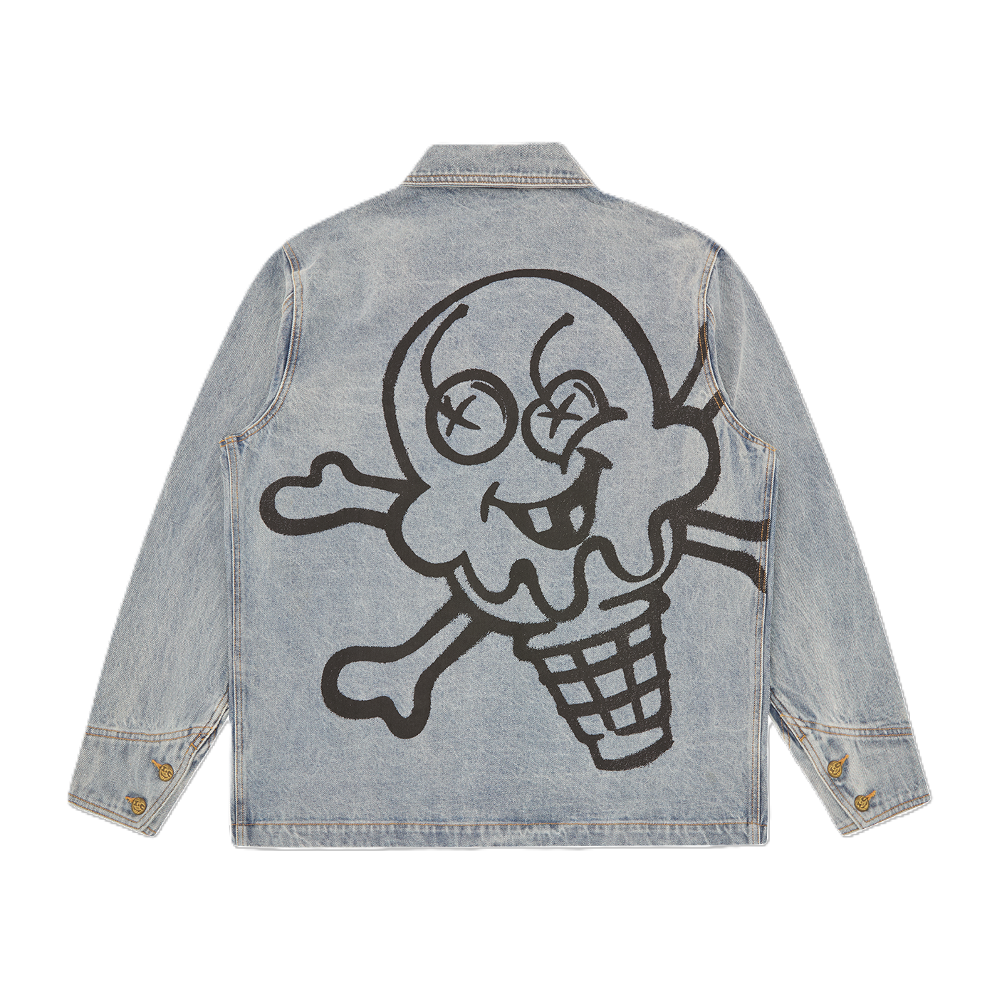 ICECREAM Cones & Bone Denim Chore Jacket Light Wash Blue