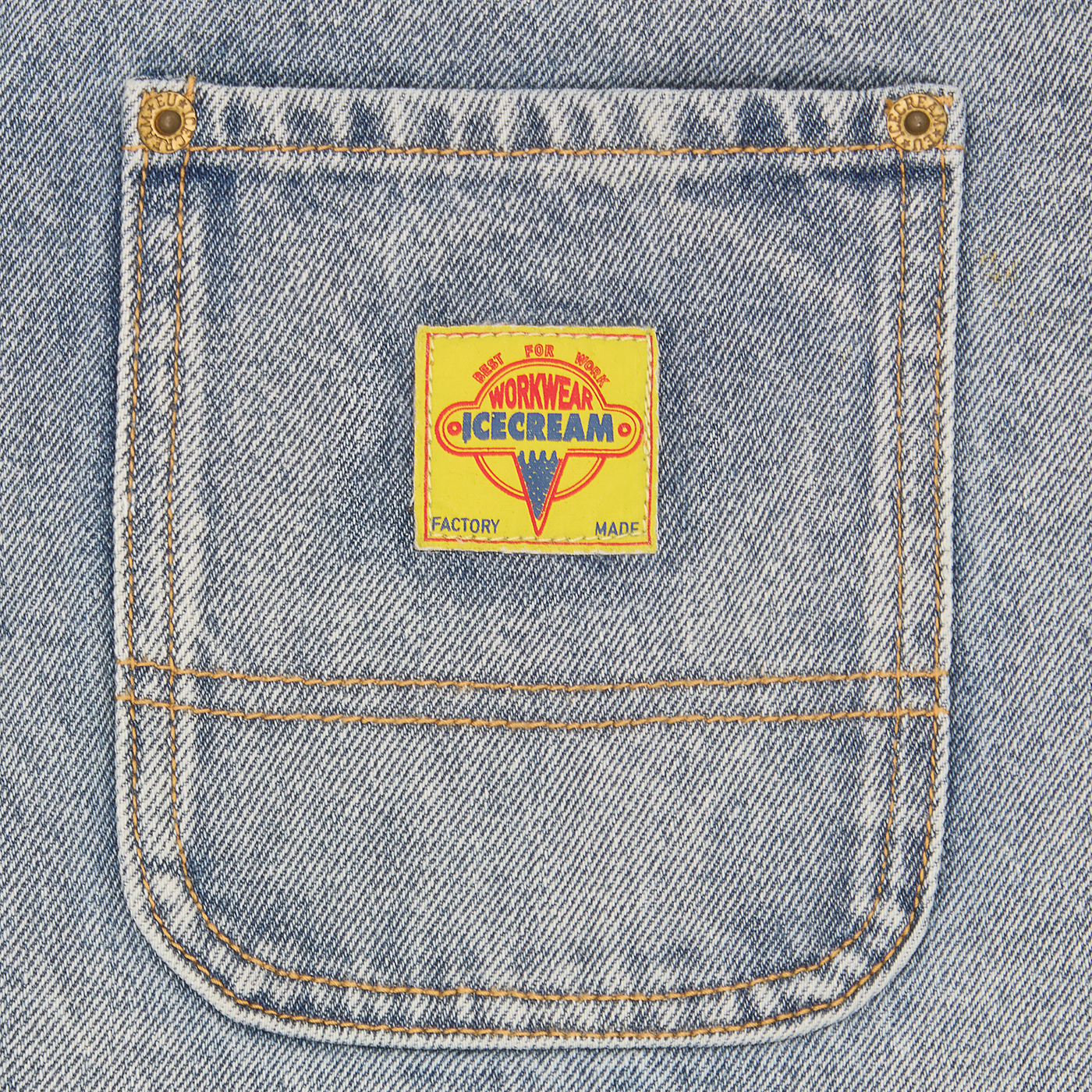 ICECREAM Cones & Bone Denim Chore Jacket Light Wash Blue