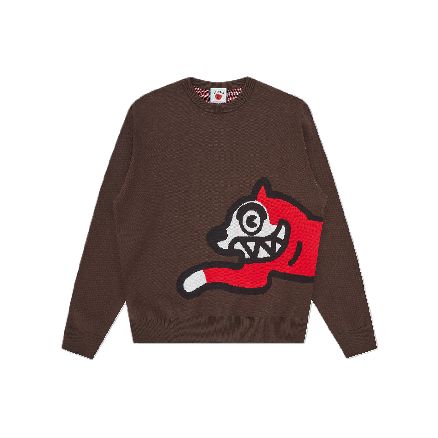 ICECREAM Running Dog Knitted Crewneck Brown