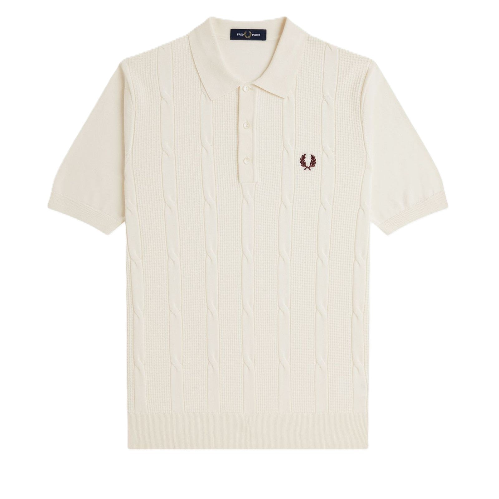 Fred Perry Textured Cable Knit Shirt Ecru