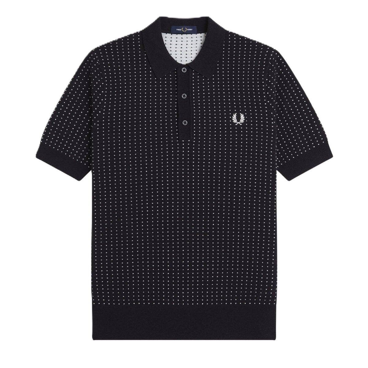 Fred Perry Bouclé Dot Knitted Shirt Black