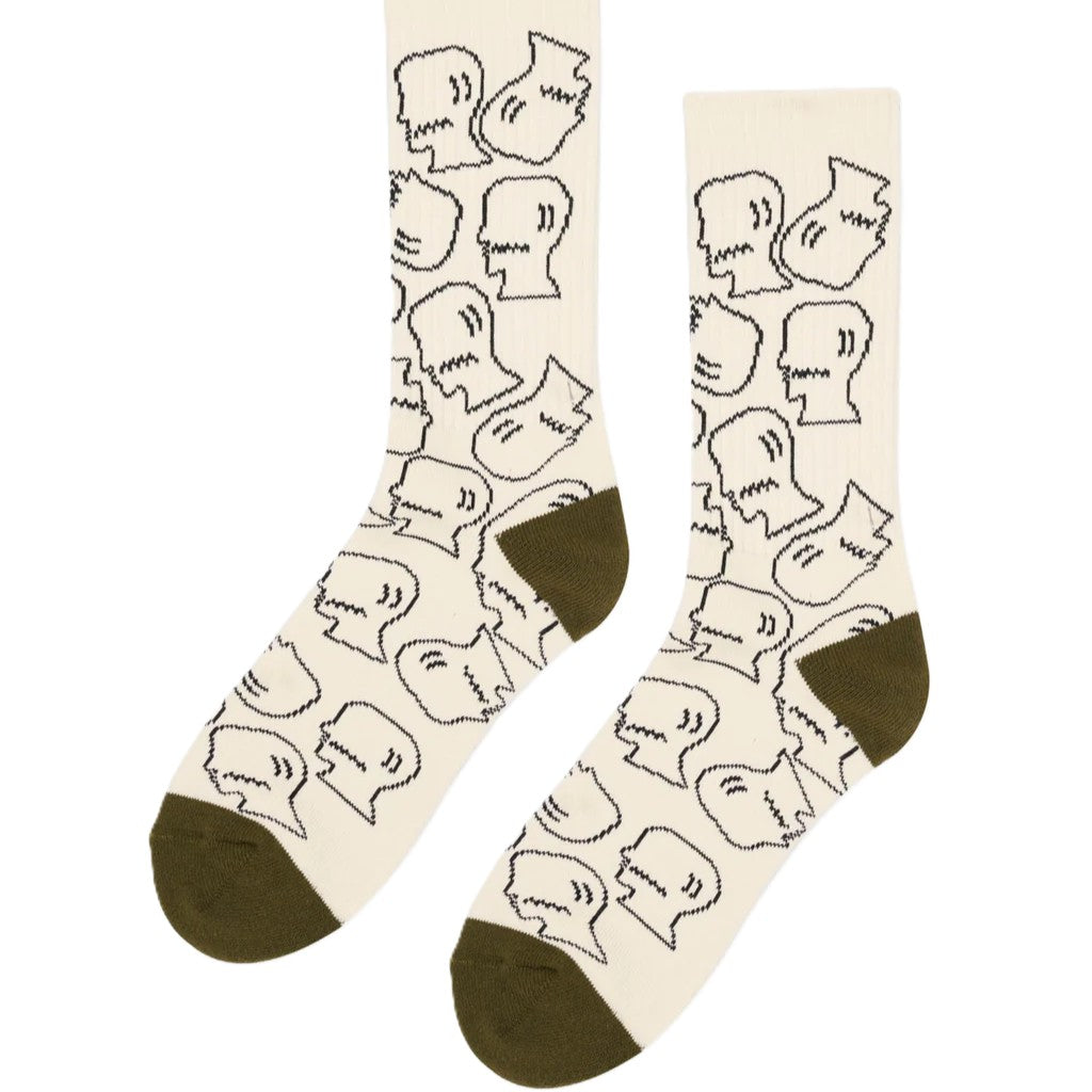 Brain Dead Logohead Crew Socks Cream