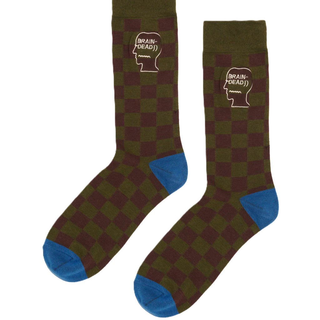 Brain Dead Logohead Dress Socks Checkered