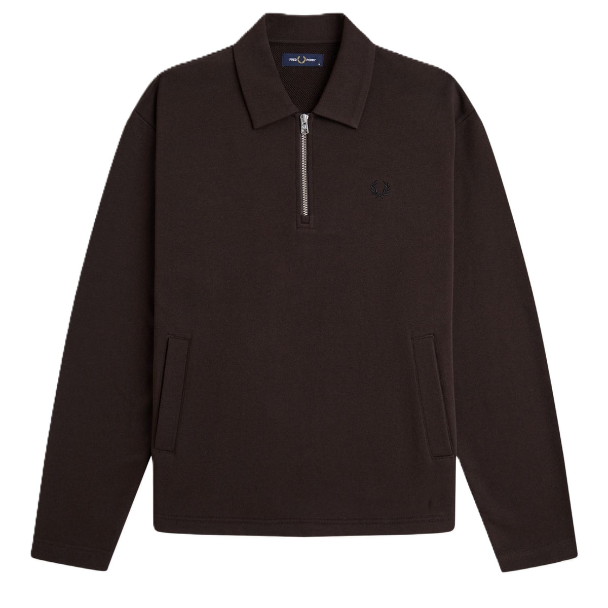 Fred Perry Half Zip Smock Sweatshirt Rich Brown