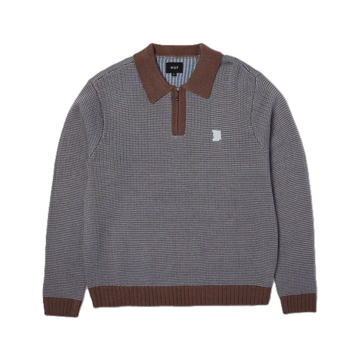 Huf Megablast Two Tone Waffle Sweater Washed Blue Moss