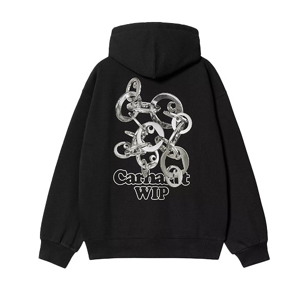 Carhartt WIP Hooded Charm Link Sweat Black Silver Stone Washed