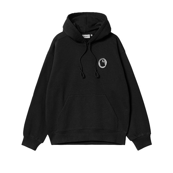 Carhartt WIP Hooded Charm Link Sweat Black Silver Stone Washed