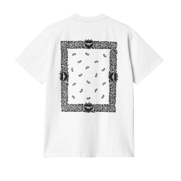 Carhartt WIP SS Paisley Script T shirt White Black Stone Washed